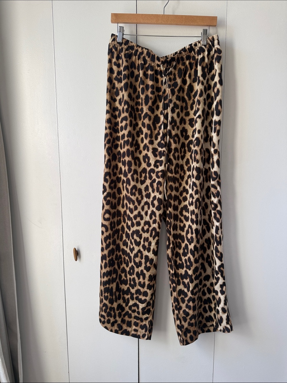 H&M Leopard Print Wide Leg Pants - Brown Black Cream